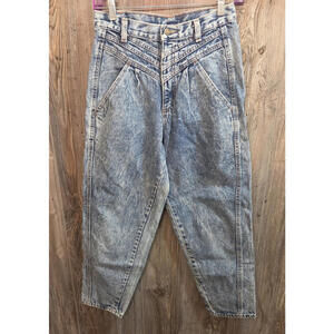 Zena Denim Blue Jeans Women Size 10 (27x28) Taper Leg Pleated VTG 90's Acid Wash